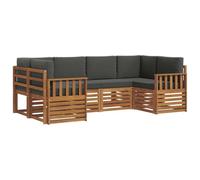 vidaXL Juegos de sofás con cojín 20 pcs Natural y Antracita, Juego de Sofá de Jardín Moderno, Seccional Rectangular, Muebles de Patio Duraderos, Hecho de Madera de Acacia