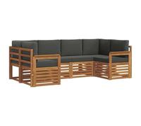 vidaXL Juegos de sofás con cojín 20 pcs Natural y Antracita, Juego de Sofá de Jardín Moderno, Seccional Rectangular, Muebles de Patio Duraderos, Hecho de Madera de Acacia