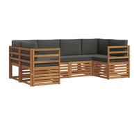 vidaXL Juegos de sofás con cojín 20 pcs Natural y Antracita, Juego de Sofá de Jardín Moderno, Seccional Rectangular, Muebles de Patio Duraderos, Hecho de Madera de Acacia