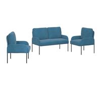 vidaXL Juegos de sofás con cojín 3 pcs Azul 115 x 56 x 80 cm, Sala, Sofá Elegante, Muebles Modernos, Sillón Cómodo, Diseño Minimalista, Asiento Urbano, Funcional