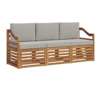 vidaXL Juegos de sofás con cojín 3 pcs Gris Natural y Claro, Muebles de jardín Modernos, Resistentes a la Intemperie, sofás de Acacia, soluciones Flexibles para tu Patio