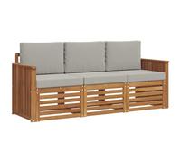 vidaXL Juegos de sofás con cojín 3 pcs Gris Natural y Claro, Muebles de jardín Modernos, Resistentes a la Intemperie, sofás de Acacia, soluciones Flexibles para tu Patio