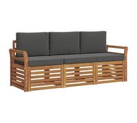 vidaXL Juegos de sofás con cojín 3 pcs Natural y Antracita, Muebles de jardín Modernos, Resistentes a la Intemperie, sofás de Acacia, soluciones Flexibles para tu Patio
