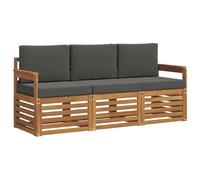 vidaXL Juegos de sofás con cojín 3 pcs Natural y Antracita, Muebles de jardín Modernos, Resistentes a la Intemperie, sofás de Acacia, soluciones Flexibles para tu Patio