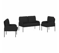 vidaXL Juegos de sofás con cojín 3 pcs Negro 115 x 56 x 80 cm, Sala de Estar, Diseño Moderno, Minimalista, Beige Claro, Espacio Abierto, Muebles Elegantes, Decoración Funcional, Ambiente cálido