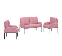 vidaXL Juegos de sofás con cojín 3 pcs Rosa 115 x 56 x 80 cm, Sala, Sofá Elegante, Muebles Modernos, Sillón Cómodo, Diseño Minimalista, Asiento Urbano, Funcional