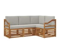 vidaXL Juegos de sofás con cojín 4 pcs Gris Natural y Claro, Sofá Exterior, Mueble Modular, cómodo Lounge de Patio, Asientos para jardín y terraza