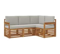 vidaXL Juegos de sofás con cojín 4 pcs Gris Natural y Claro, Sofá Exterior, Mueble Modular, cómodo Lounge de Patio, Asientos para jardín y terraza