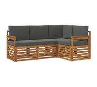 vidaXL Juegos de sofás con cojín 4 pcs Natural y Antracita, Sofá Exterior, Mueble Modular, cómodo Lounge de Patio, Asientos para jardín y terraza