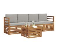 vidaXL Juegos de sofás con cojín 5 pcs Gris Natural y Claro, Sofá Exterior Moderno, Duradero y cómodo, Set seccional, Ideal para Patio y terraza