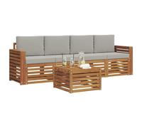 vidaXL Juegos de sofás con cojín 5 pcs Gris Natural y Claro, Sofá Exterior Moderno, Duradero y cómodo, Set seccional, Ideal para Patio y terraza