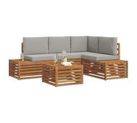 vidaXL Juegos de sofás con cojín 5 Pieza Gris Natural y Claro, Muebles de jardín Modernos, Juego de sofá Exterior, Lounge Duradero y Asientos para Disfrutar