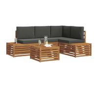 vidaXL Juegos de sofás con cojín 5 Pieza Natural y Antracita, Muebles de jardín Modernos, Juego de sofá Exterior, Lounge Duradero y Asientos para Disfrutar