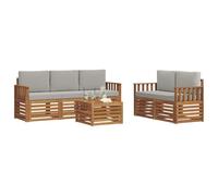 vidaXL Juegos de sofás con cojín 6 pcs Gris Natural y Claro, Muebles de jardín Modernos, sofá Exterior Resistente, Set seccional para Relajarse en el Patio, cómodo Asiento