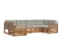 vidaXL Juegos de sofás con cojín 6 pcs Gris Natural y Claro, Sofá de Jardín Moderno, Conjunto Seccional Resistente, Muebles de Patio Cómodos para Relajarse al Aire Libre