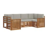 vidaXL Juegos de sofás con cojín 6 pcs Gris Natural y Claro, Sofá Moderno para jardín, Mueble Modular, cómodo Lounge Patio, Set Duradero para Relajarse