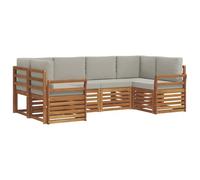 vidaXL Juegos de sofás con cojín 6 pcs Gris Natural y Claro, Sofá Moderno para jardín, Mueble Modular, cómodo Lounge Patio, Set Duradero para Relajarse