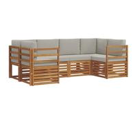 vidaXL Juegos de sofás con cojín 6 pcs Gris Natural y Claro, Sofá Moderno para jardín, Mueble Modular, cómodo Lounge Patio, Set Duradero para Relajarse