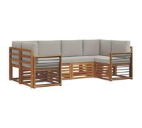 vidaXL Juegos de sofás con cojín 6 pcs Gris Natural y Claro, Sofá Moderno para jardín, Mueble Modular, cómodo Lounge Patio, Set Duradero para Relajarse