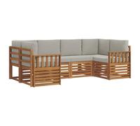 vidaXL Juegos de sofás con cojín 6 pcs Gris Natural y Claro, Sofá Moderno para jardín, Mueble Modular, cómodo Lounge Patio, Set Duradero para Relajarse