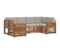 vidaXL Juegos de sofás con cojín 6 pcs Gris Natural y Claro, Sofá Moderno para jardín, Mueble Modular, cómodo Lounge Patio, Set Duradero para Relajarse