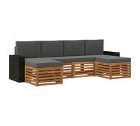 vidaXL Juegos de sofás con cojín 6 pcs Natural y Antracita, Sofá Exterior, Muebles Modernos para Jardín, Seccional Resistente, Zona de Descanso en Terraza, Set de Patio