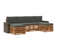 vidaXL Juegos de sofás con cojín 6 pcs Natural y Antracita, Sofá Exterior, Muebles Modernos para Jardín, Seccional Resistente, Zona de Descanso en Terraza, Set de Patio