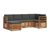 vidaXL Juegos de sofás con cojín 6 pcs Natural y Antracita, Sofá Moderno para Exteriores, Muebles seccionales Resistentes, Comodidad en tu Patio y terraza