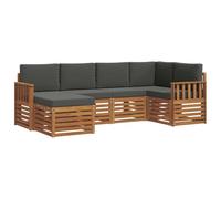 vidaXL Juegos de sofás con cojín 6 pcs Natural y Antracita, Sofá Moderno para Exteriores, Muebles seccionales Resistentes, Comodidad en tu Patio y terraza