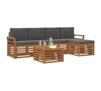 vidaXL Juegos de sofás con cojín 6 pcs Natural y Antracita, Sofá seccional Moderno para jardín, cómodo, Duradero, Ideal para tu terraza o Patio