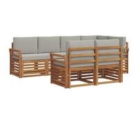 vidaXL Juegos de sofás con cojín 7 pcs Gris Natural y Claro, Sofá de jardín, sección Moderna para Exterior, Juego Resistente, Asiento cómodo en la terraza, Ideal para Vivir