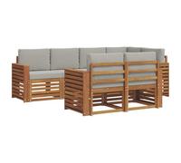 vidaXL Juegos de sofás con cojín 7 pcs Gris Natural y Claro, Sofá de jardín, sección Moderna para Exterior, Juego Resistente, Asiento cómodo en la terraza, Ideal para Vivir