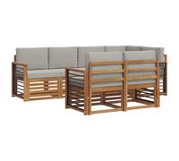vidaXL Juegos de sofás con cojín 7 pcs Gris Natural y Claro, Sofá de jardín, sección Moderna para Exterior, Juego Resistente, Asiento cómodo en la terraza, Ideal para Vivir