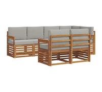 vidaXL Juegos de sofás con cojín 7 pcs Gris Natural y Claro, Sofá de jardín, sección Moderna para Exterior, Juego Resistente, Asiento cómodo en la terraza, Ideal para Vivir