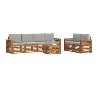 vidaXL Juegos de sofás con cojín 7 pcs Gris Natural y Claro, Sofá Exterior, Moderno, sectional, Mueble Resistente para jardín, Sala en Patio, Juego cómodo para Vivir