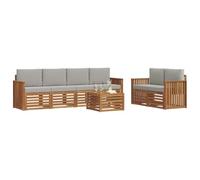 vidaXL Juegos de sofás con cojín 7 pcs Gris Natural y Claro, Sofá Exterior, Moderno, sectional, Mueble Resistente para jardín, Sala en Patio, Juego cómodo para Vivir