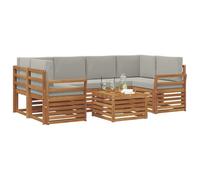 vidaXL Juegos de sofás con cojín 7 pcs Gris Natural y Claro, Sofá seccional de jardín, Muebles de Exterior Resistentes, Conjunto Moderno para terraza cómoda