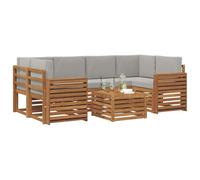 vidaXL Juegos de sofás con cojín 7 pcs Gris Natural y Claro, Sofá seccional de jardín, Muebles de Exterior Resistentes, Conjunto Moderno para terraza cómoda