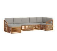 vidaXL Juegos de sofás con cojín 7 pcs Gris Natural y Claro, Sofá Seccional Moderno, Conjunto Resistente para Exterior, Muebles Elegantes para Terraza Cómoda