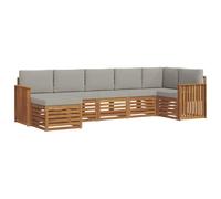 vidaXL Juegos de sofás con cojín 7 pcs Gris Natural y Claro, Sofá Seccional Moderno, Conjunto Resistente para Exterior, Muebles Elegantes para Terraza Cómoda