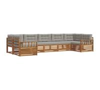 vidaXL Juegos de sofás con cojín 7 pcs Gris Natural y Claro, Sofás Modernos para jardín, Muebles Exteriores duraderos, Comodidad Total para tu Patio
