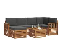 vidaXL Juegos de sofás con cojín 7 pcs Natural y Antracita, Muebles de Jardín, Sofá Moderno Exterior, Conjunto Seccional para Patio, Comodidad Durable en Terraza