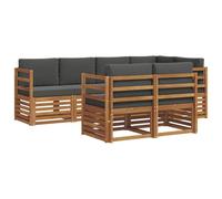 vidaXL Juegos de sofás con cojín 7 pcs Natural y Antracita, Sofá de jardín, sección Moderna para Exterior, Juego Resistente, Asiento cómodo en la terraza, Ideal para Vivir
