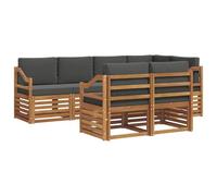 vidaXL Juegos de sofás con cojín 7 pcs Natural y Antracita, Sofá de jardín, sección Moderna para Exterior, Juego Resistente, Asiento cómodo en la terraza, Ideal para Vivir