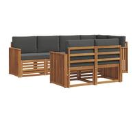vidaXL Juegos de sofás con cojín 7 pcs Natural y Antracita, Sofá de jardín, sección Moderna para Exterior, Juego Resistente, Asiento cómodo en la terraza, Ideal para Vivir