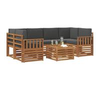 vidaXL Juegos de sofás con cojín 7 pcs Natural y Antracita, Sofá seccional de jardín, Muebles de Exterior Resistentes, Conjunto Moderno para terraza cómoda