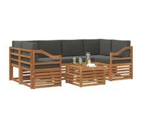 vidaXL Juegos de sofás con cojín 7 pcs Natural y Antracita, Sofá seccional de jardín, Muebles de Exterior Resistentes, Conjunto Moderno para terraza cómoda
