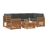 vidaXL Juegos de sofás con cojín 7 pcs Natural y Antracita, Sofá seccional de jardín, Muebles de Exterior Resistentes, Conjunto Moderno para terraza cómoda