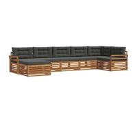 vidaXL Juegos de sofás con cojín 7 pcs Natural y Antracita, Sofá seccional Duradero, Muebles cómodos de Exterior, Patio, terraza Moderna, Lounge de jardín