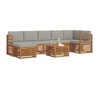 vidaXL Juegos de sofás con cojín 8 pcs Gris Natural y Claro, Juego de sofá Moderno para jardín, mobiliario seccional para terraza, Duradero y cómodo